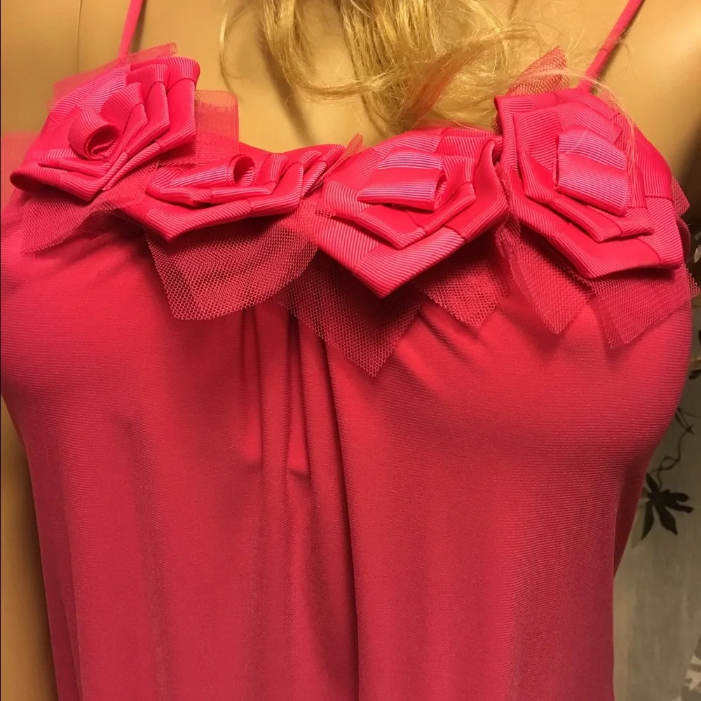 Mariposa Pink Mini Dress Strappy Summer Dress | Flowy Babydoll Party Dress (S) - Picture 4 of 5